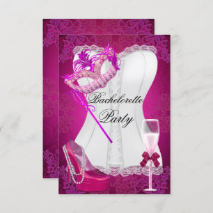 Bachelorette Party Corset Pink Shoes mask Invitation