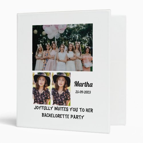 Bachelorette Party custom 3 Photo Collage   3 Ring Binder