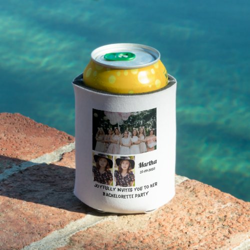 Bachelorette Party custom 3 Photo Collage   Can Cooler