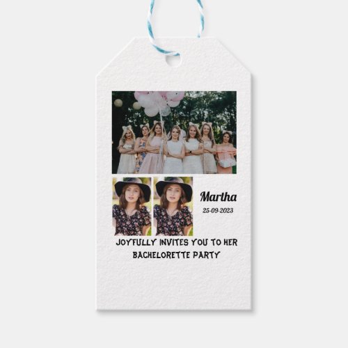 Bachelorette Party custom 3 Photo Collage  Gift Tags