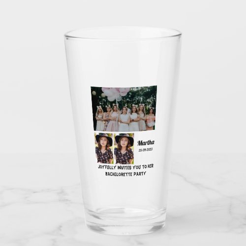 Bachelorette Party custom 3 Photo Collage  Glass