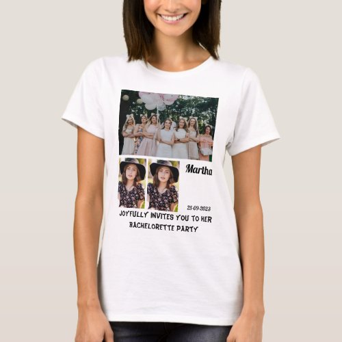 Bachelorette Party custom 3 Photo Collage   T_Shirt