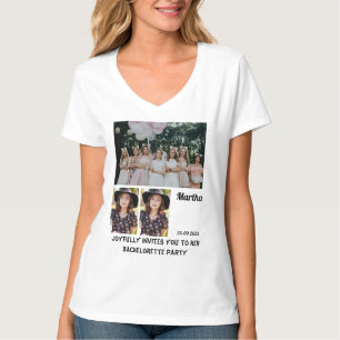 Bachelorette Party custom 3 Photo Collage  T-Shirt