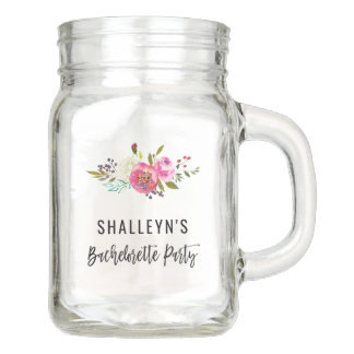 Bachelorette Party Custom Mason Jar Watercolor