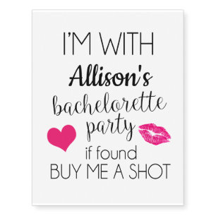 Bachelorette Party Customized Temporary Tattoos