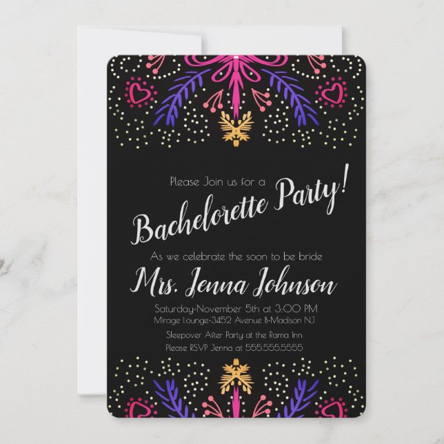 Bachelorette Party Dotted Floral Chic Invitation (Front)