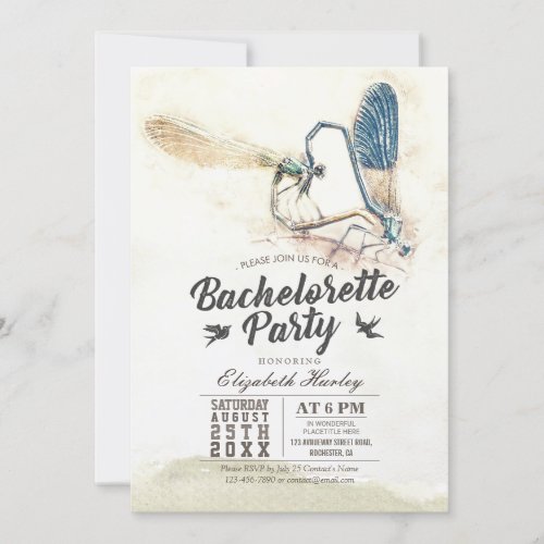 Bachelorette Party Dragonfly Mating Love Heart Invitation