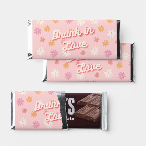 Bachelorette Party Drunk in Love Retro Pink Daisy  Hershey Bar Favors