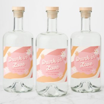 Bachelorette Party Drunk In Love Retro Pink Liquor Bottle Label by ElPortoCollections at Zazzle