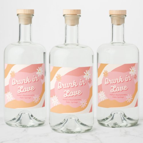 Bachelorette Party Drunk in Love Retro Pink Liquor Bottle Label