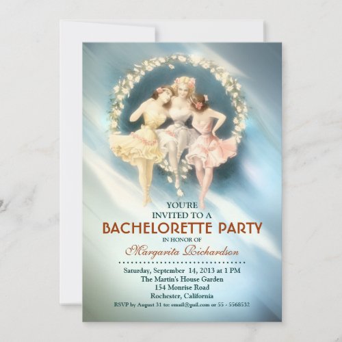 bachelorette party elegant blue stylish invitation