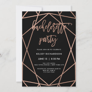 Bachelorette Party Faux Rose Gold Geometric Invitation