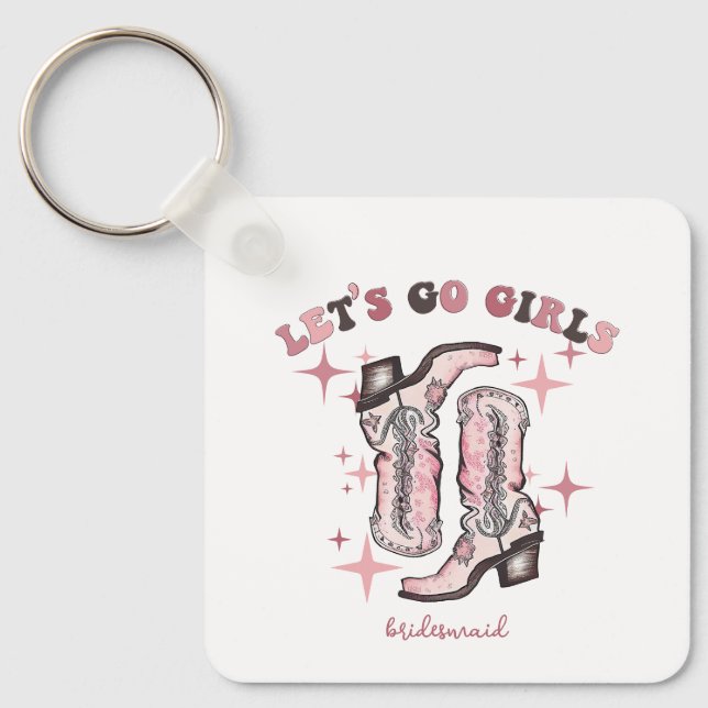 Bachelorette Party Favor Let's Go Girls Keychain (Front)