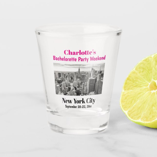 Bachelorette Party Favor New York City Girls Trip Shot Glass (Front)