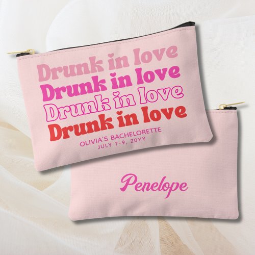 Bachelorette Party Favor Personalized Pink Accessory Pouch
