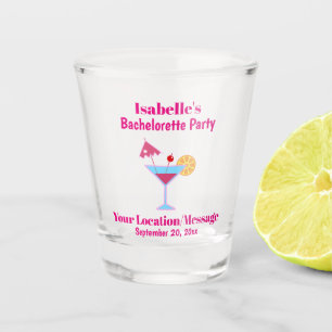 Bachelorette Party Favor Pink Cocktail Wedding Shot Glass