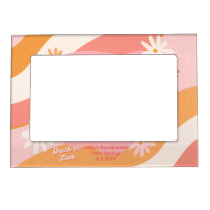 Bachelorette Party Favor Retro Pink and Orange Magnetic Frame