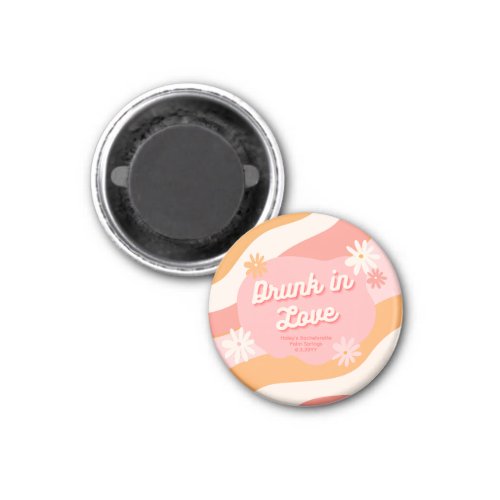 Bachelorette Party Favor Retro Pink Drunk in Love  Magnet