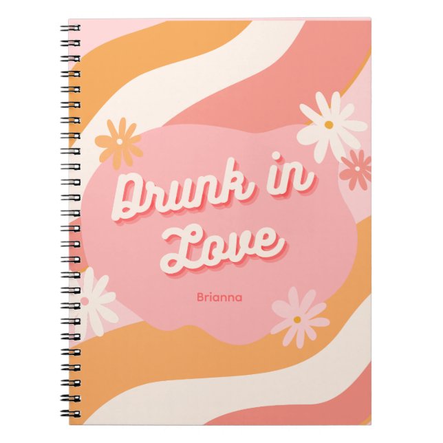 Bachelorette Party Favor Retro Pink Notebook (Front)