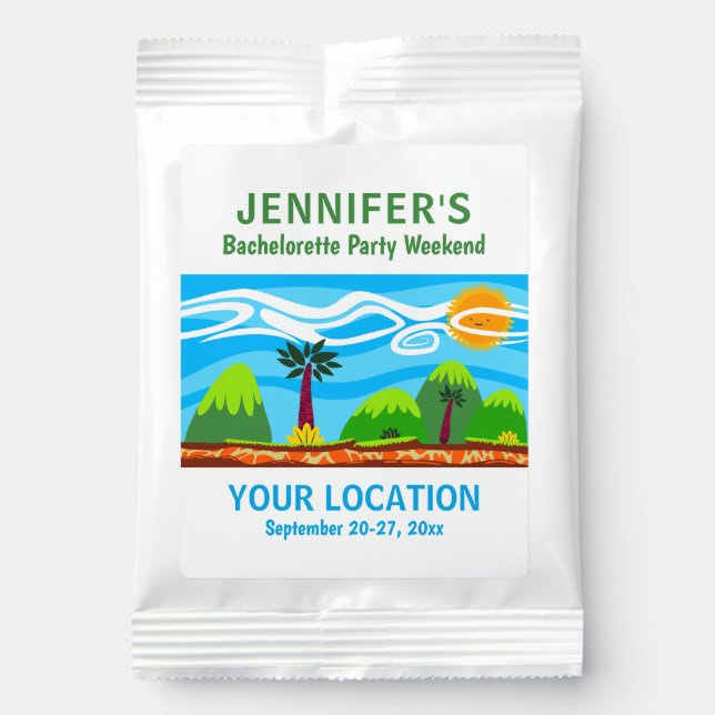 Bachelorette Party Favor Tropical Beach Trip Margarita Drink Mix (Front)