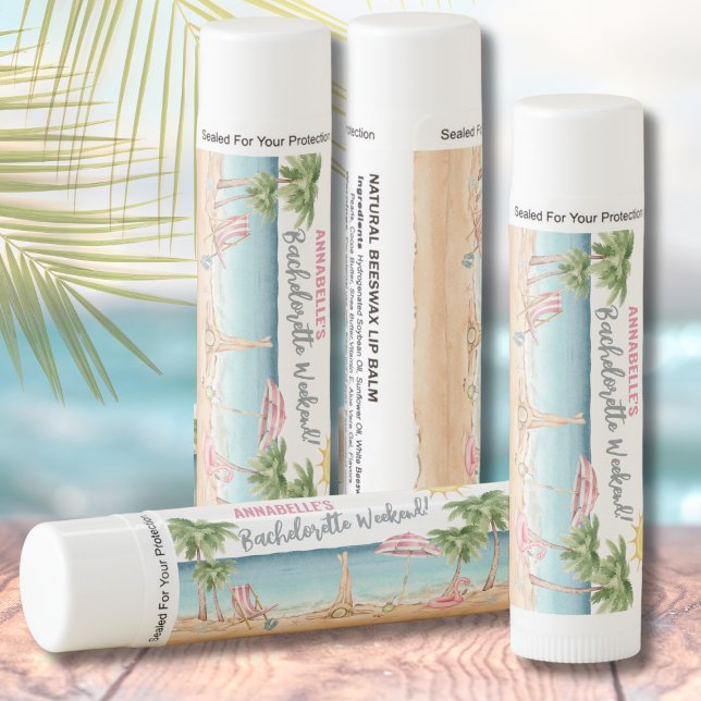 Bachelorette Party Favors Lip Balm (Tropical Beach Watercolor Bachelorette Party Favor Lip Balm)