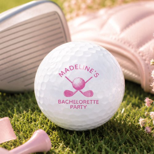 Bachelorette Party Favors with Custom Name Pink Golf Balls