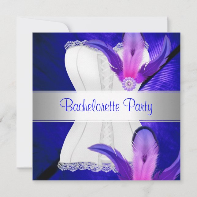 Bachelorette Party Feather Blue Invitation (Front)