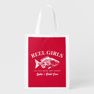 Bachelorette Party Fisherman Style Cherry Red Grocery Bag