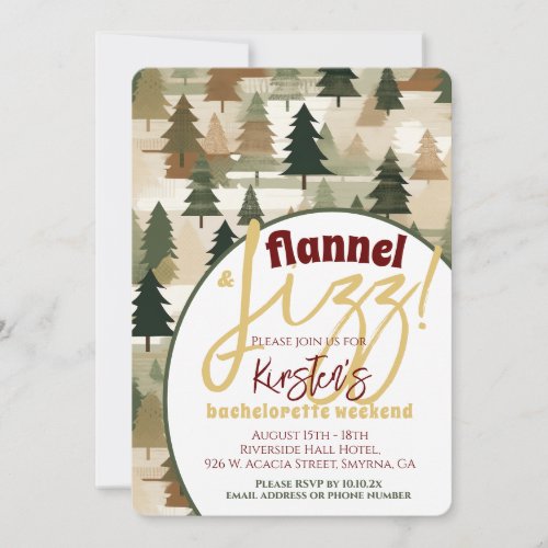 Bachelorette Party Flannel and Fizz Rustic Woods Invitation