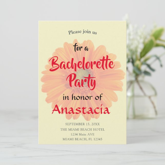 Bachelorette Party floral personalized Invitation (Standing Front)