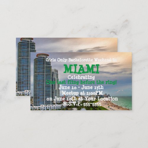 Bachelorette Party for Summer Weekend in Miami Enclosure Card