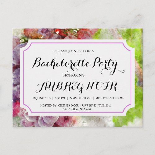 Bachelorette Party for Vineyard or Winery Wedding Invitation Postcard