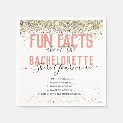 Bachelorette Party Fun Facts Glitter Girly  Napkin