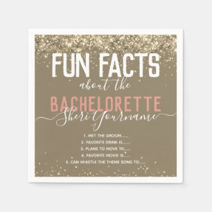 Bachelorette Party Fun Facts Gold Glitter Girly Napkins
