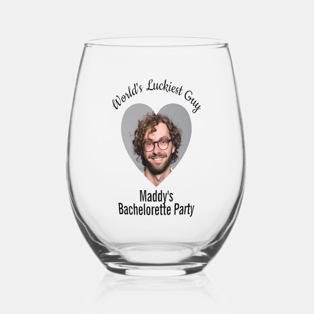 Bachelorette Party Fun Personalized Groom Face  Stemless Wine Glass (Front)