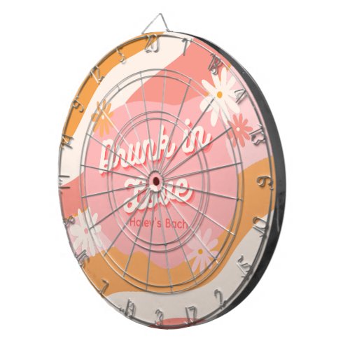 Bachelorette Party Game Retro Pink Drunk in Love  Dart Board