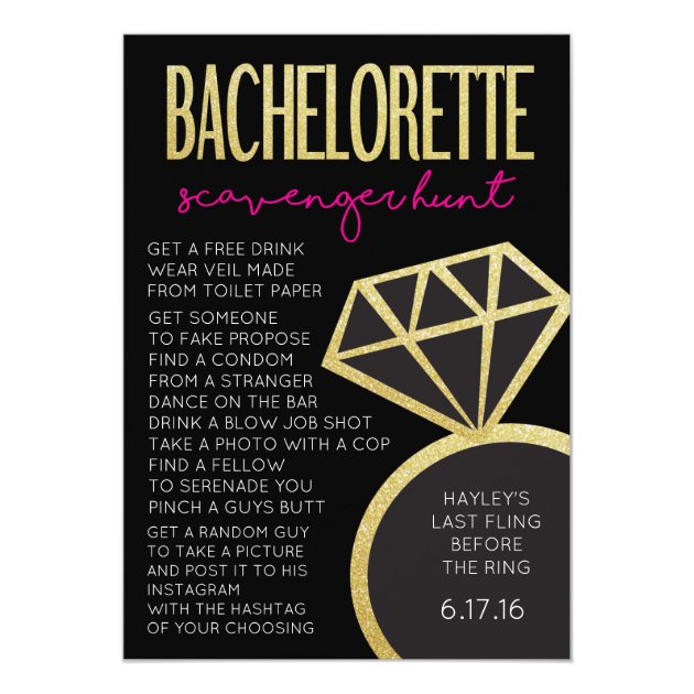 Bachelorette Party Game- Scavenger Hunt Invitation