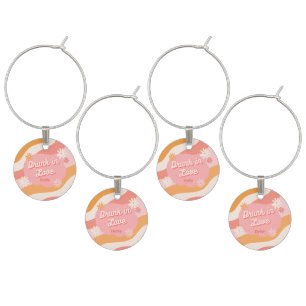 Bachelorette Party Games Retro Pink Drunk in Love  Wine Charm