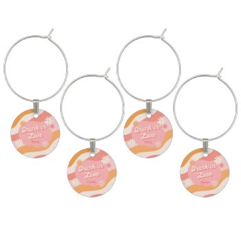 Bachelorette Party Games Retro Pink Drunk In Love  Wine Charm by ElPortoCollections at Zazzle