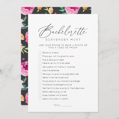 Bachelorette Party Games Scavenger Hunt Card