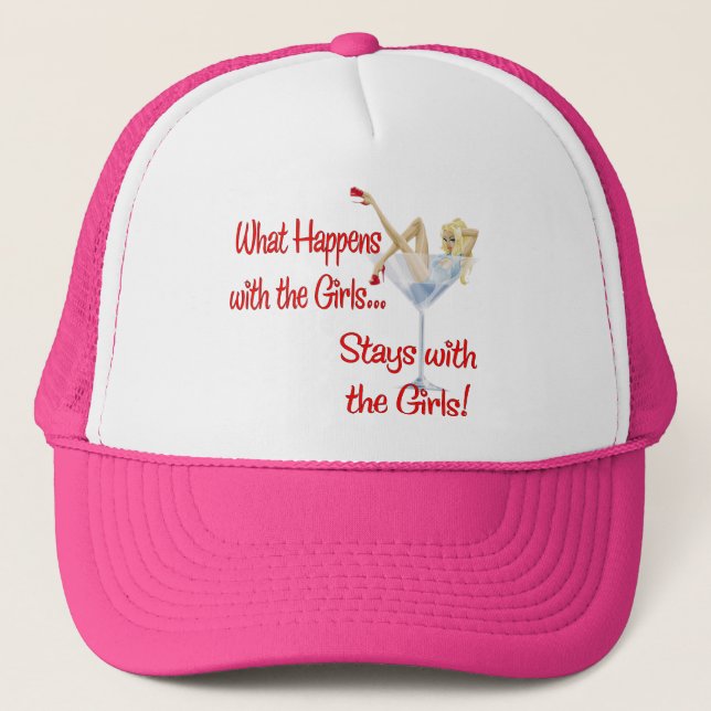 Bachelorette Party Gift Pink hat, cap (Front)