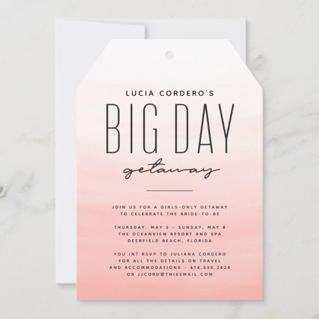 Bachelorette party girls weekend invitation (Front)