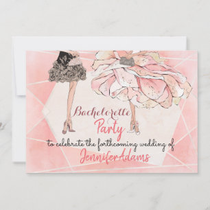 Bachelorette Party Glamourous Dresses Peach Tones Invitation