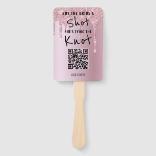 Bachelorette Party Glitter Drip Buy Shot QR Code Hand Fan