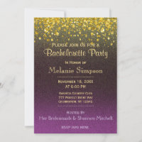 Bachelorette Party | Gold and Purple Invitation