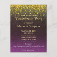 Bachelorette Party | Gold and Purple Postcard