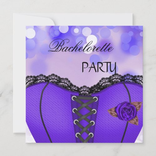 Bachelorette Party Gold Black Purple Corset Invitation