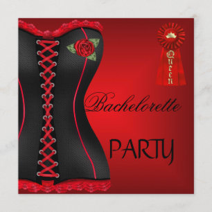 Bachelorette Party Gold Black Red Corset Invitation