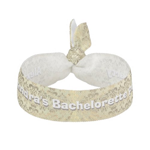 Bachelorette party gold damask personalized hair tie
