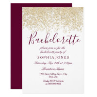 Bachelorette Party Gold Glitter Burgundy Invite